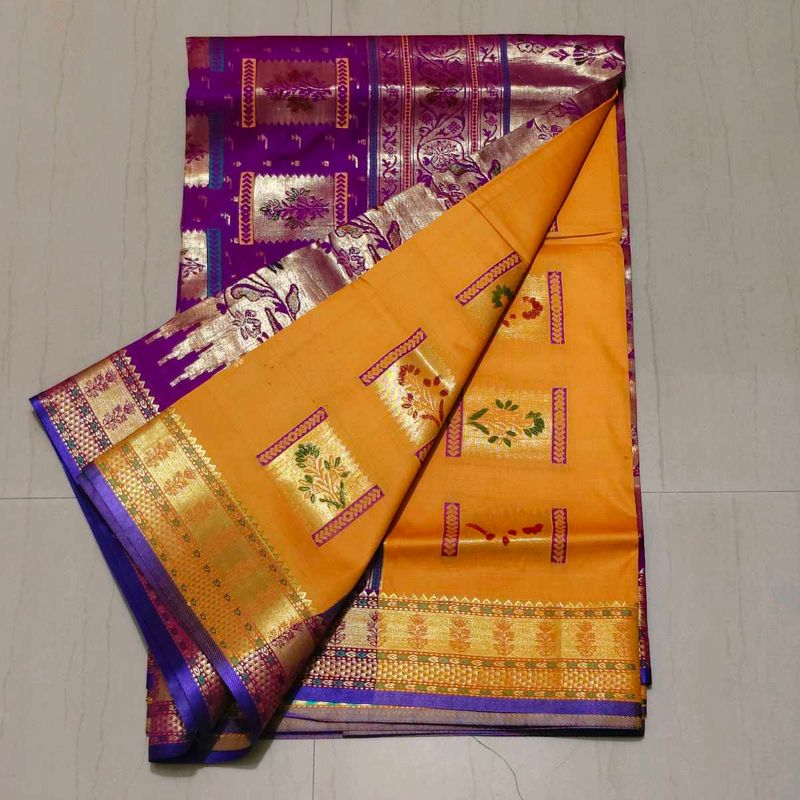 Elegant Purple &amp; Gold Saree
