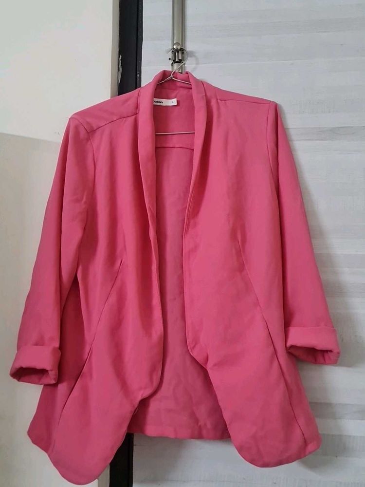 Pink Casual Blazer