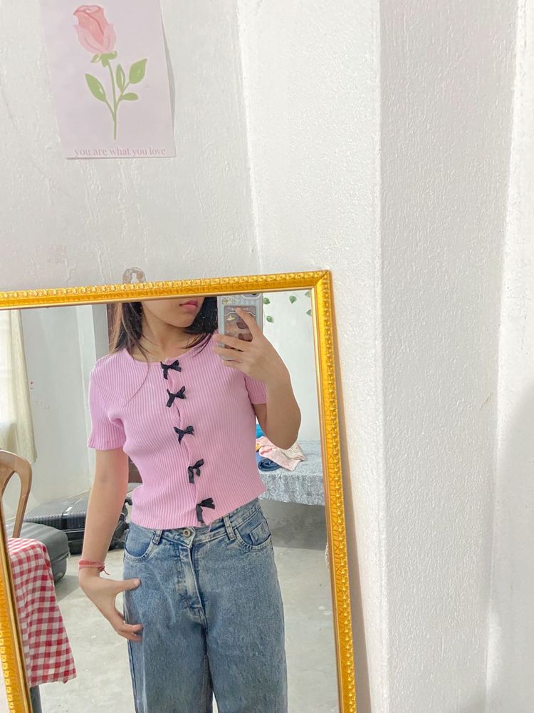 Pink Bow Cardigan top