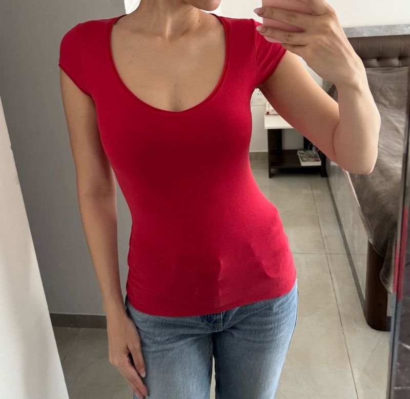 Zara organic cotton red tshirt, S