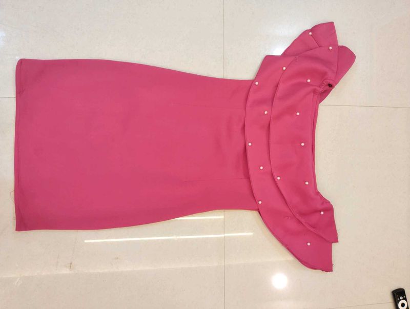 Pink Pearl Detail Dress