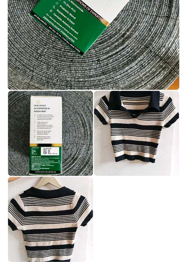 Striped Polo Crop Top