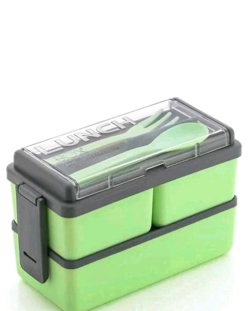 Lunch Box with Utensils Green /Orange