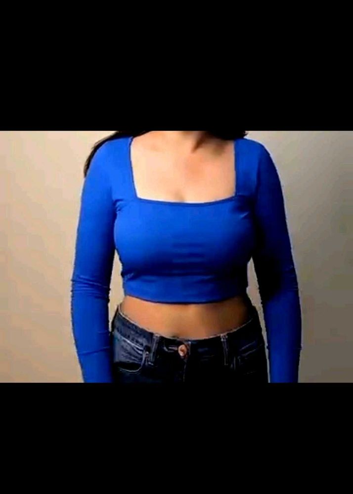 Blue Squre Neck Top