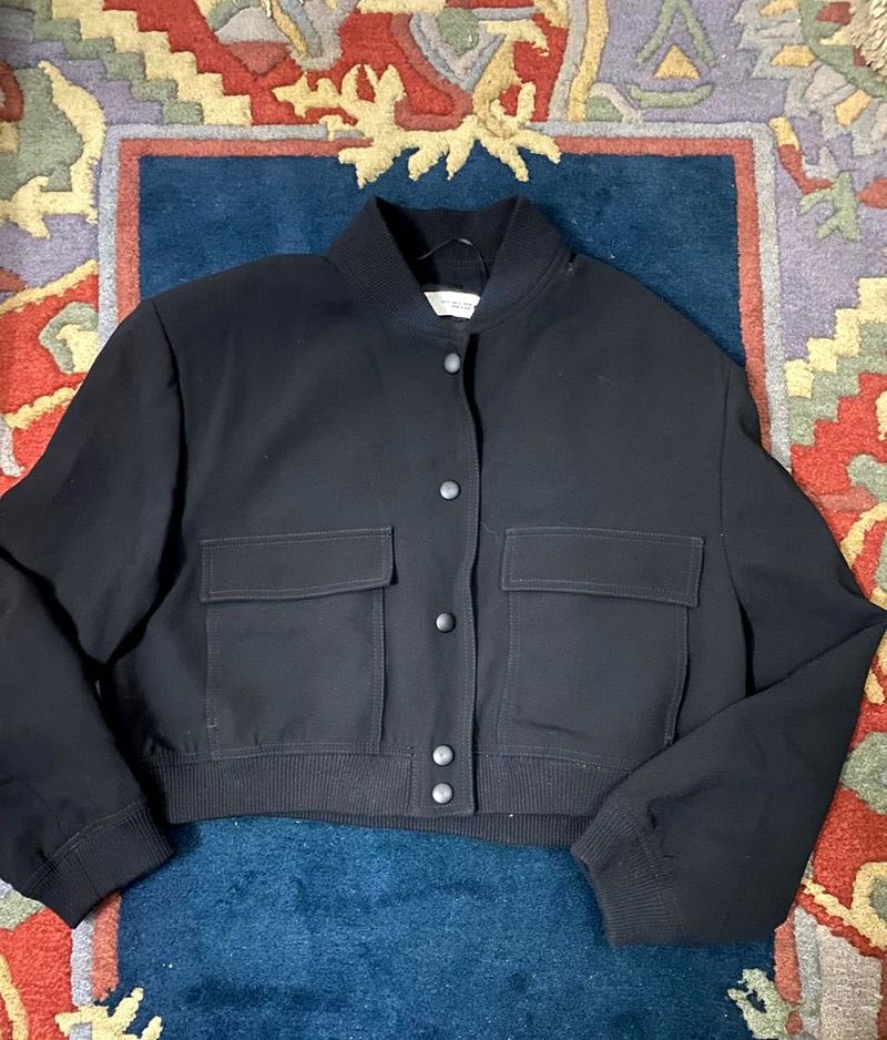 Button up Black Bomber Jacket