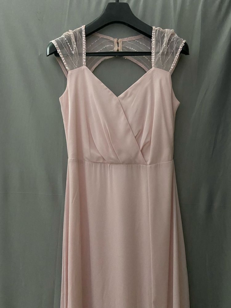 Pastel Pink Net Evening Gown