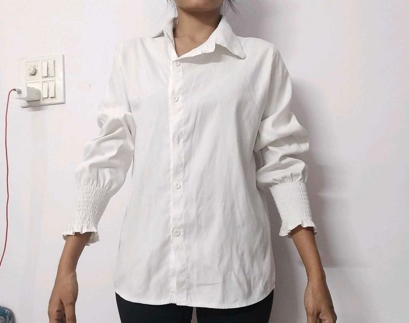 Side Collar White Formal Shirt