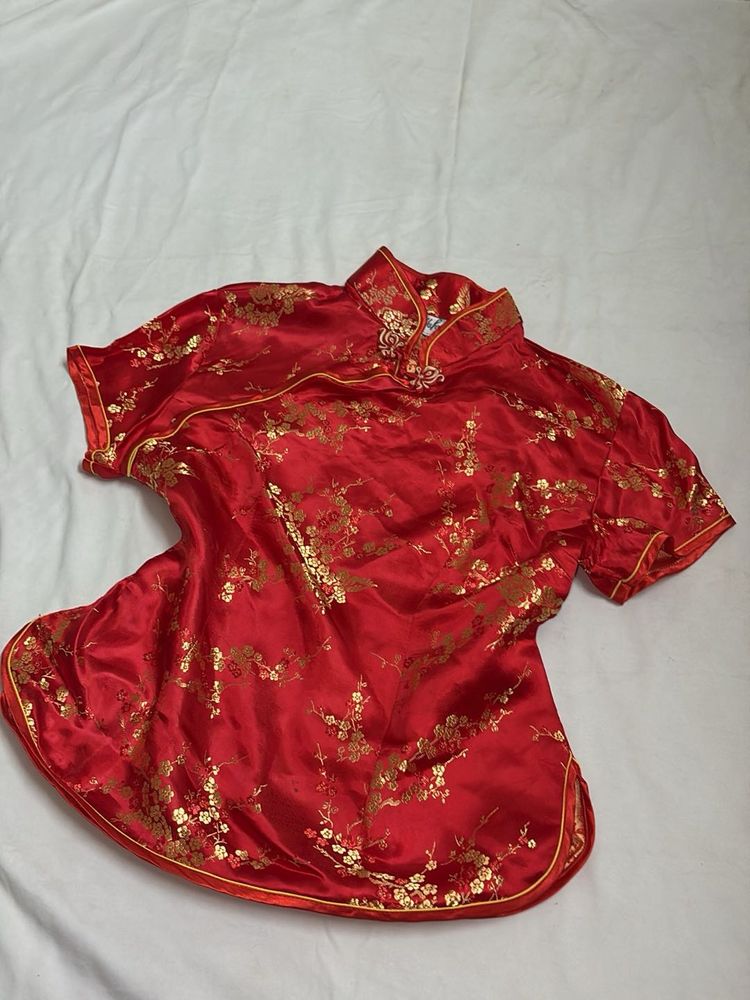 Red Floral Cheongsam/Madrid top
