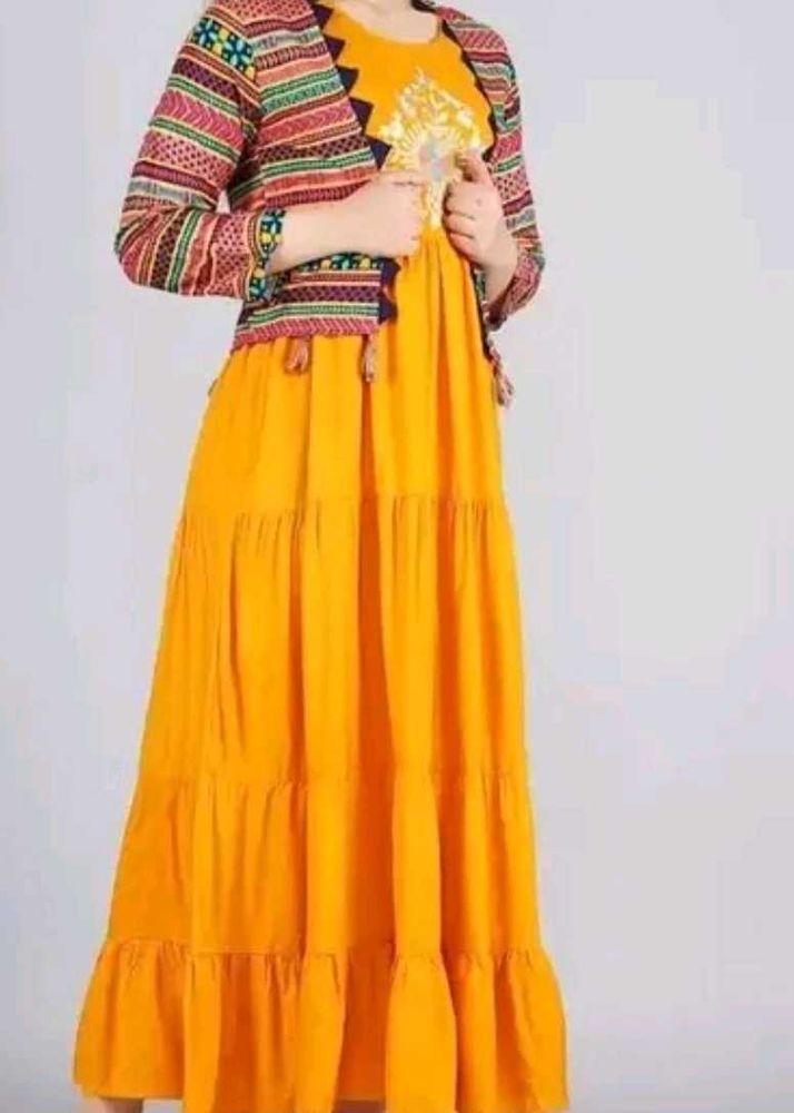 Yellow Tiered Dress with Jacket