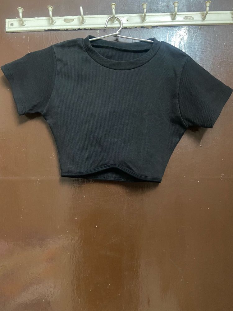 Solid Black Crop Top