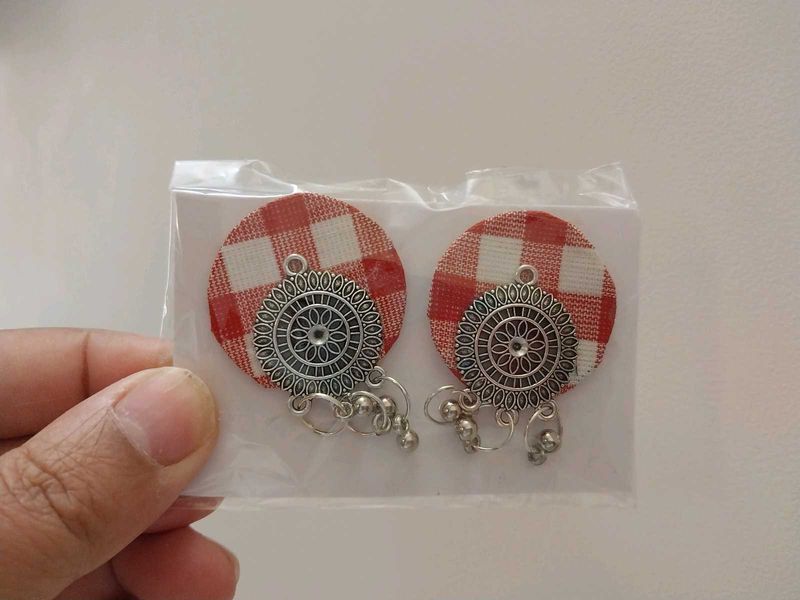 Cute Checkered Fabric Earrings