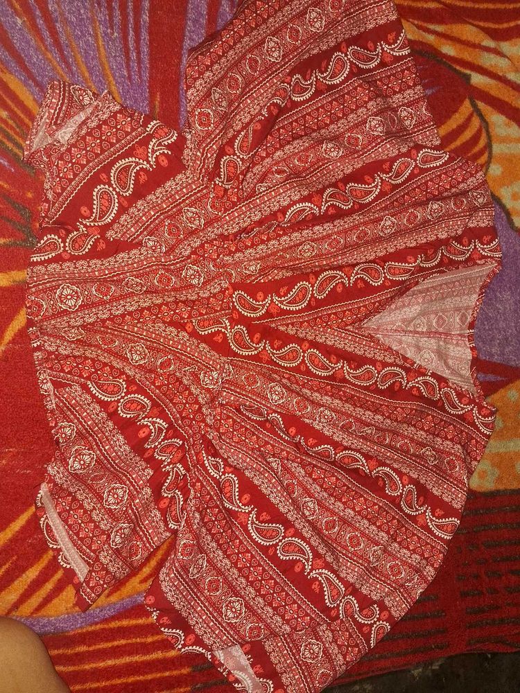 Red Paisley Print Dress