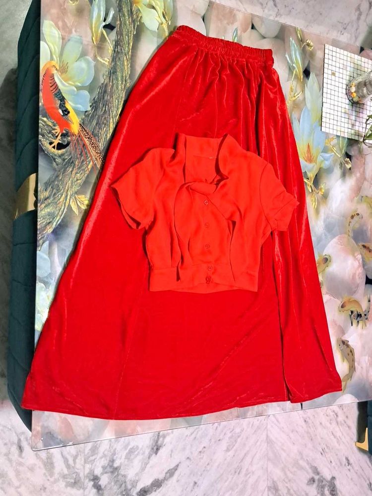 Red Velvet Indo-Western Dress
