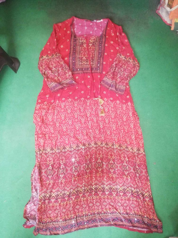 Red Printed Kurta