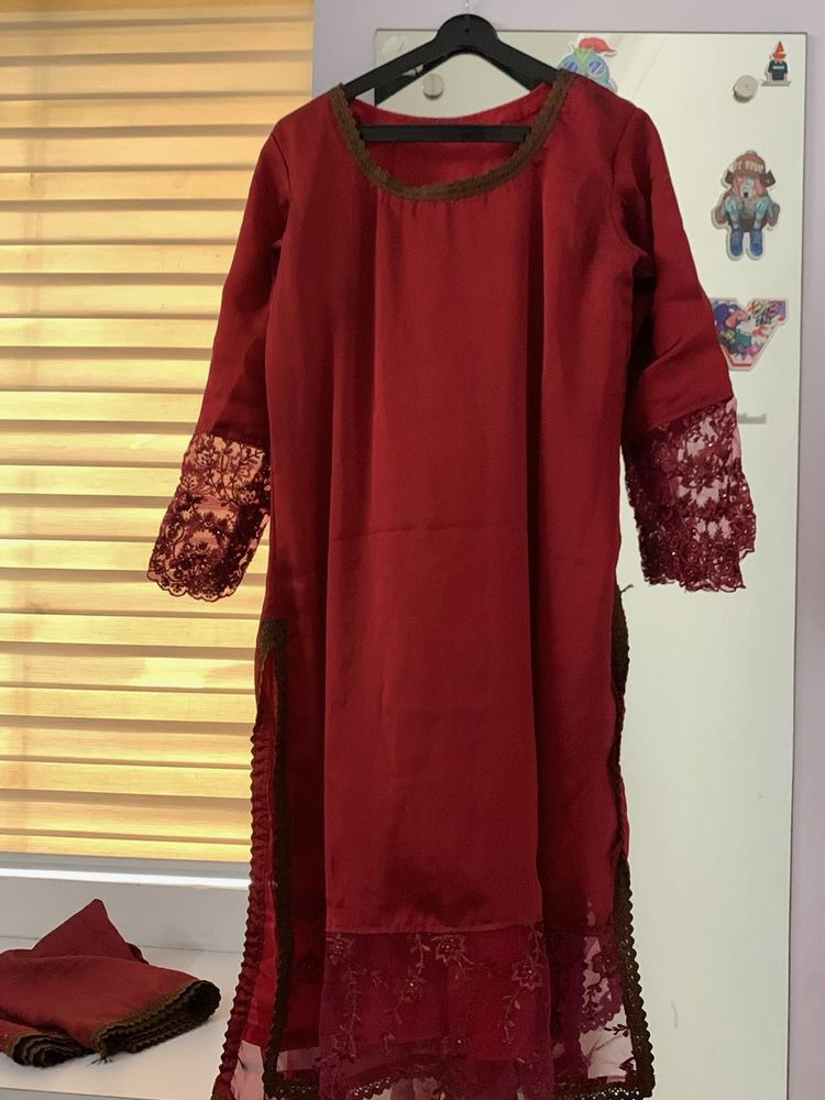 Georgette Deep Maroon Salwar Set