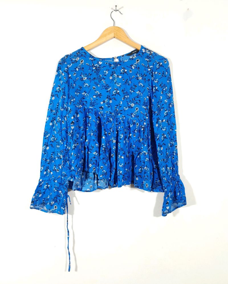 Vero Moda Blue Floral Print Top(Women&#39;s)