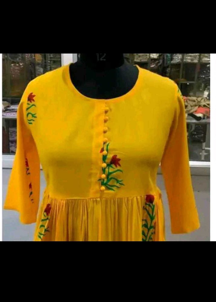 Lemon Yellow 💛 Frock Kurti