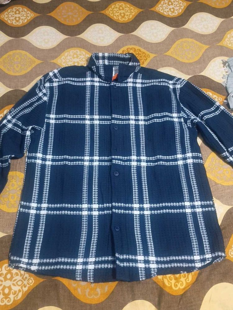 Powerlook Blue &amp; White Checked Flannel Shirt