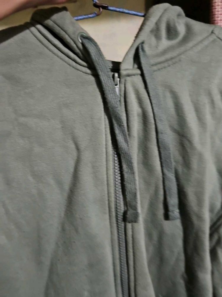 Olive Green Zip-Up Hoodie