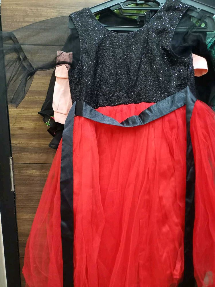 Black And Red Gown Frock