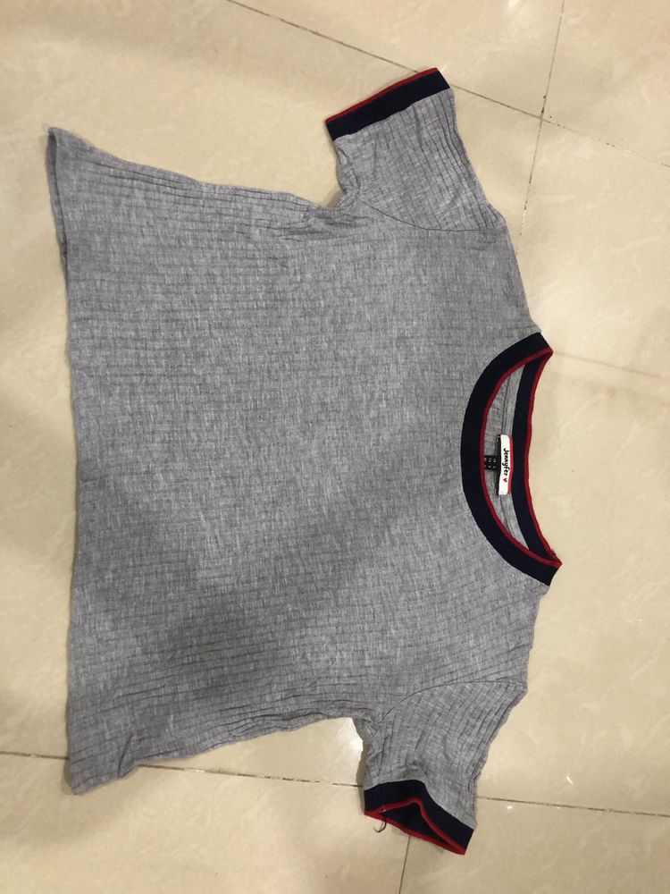 Grey Ribbed crop top