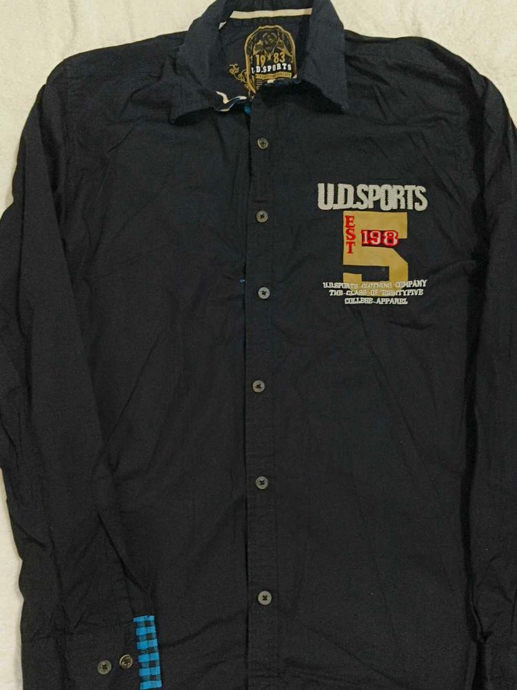 U.D. Sports Black Button-Down Shirt