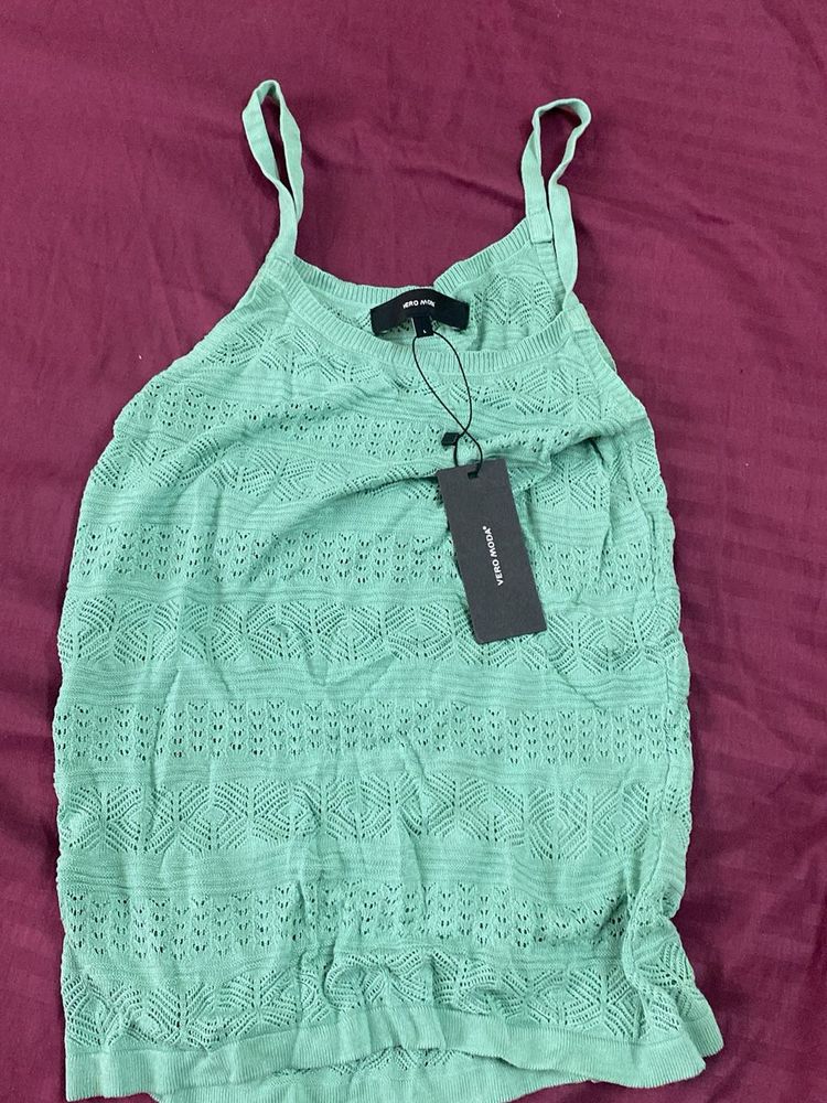 Vero Moda Green Crochet Tank Top