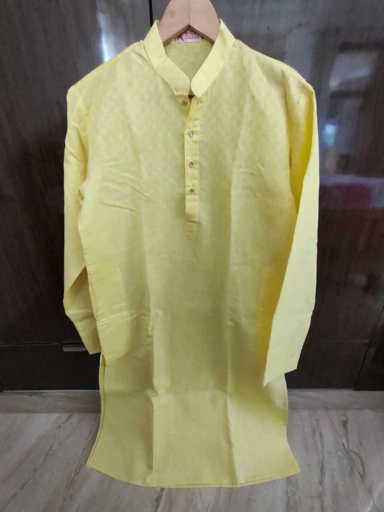 Full Sleeve Kurta For Men, Yellow