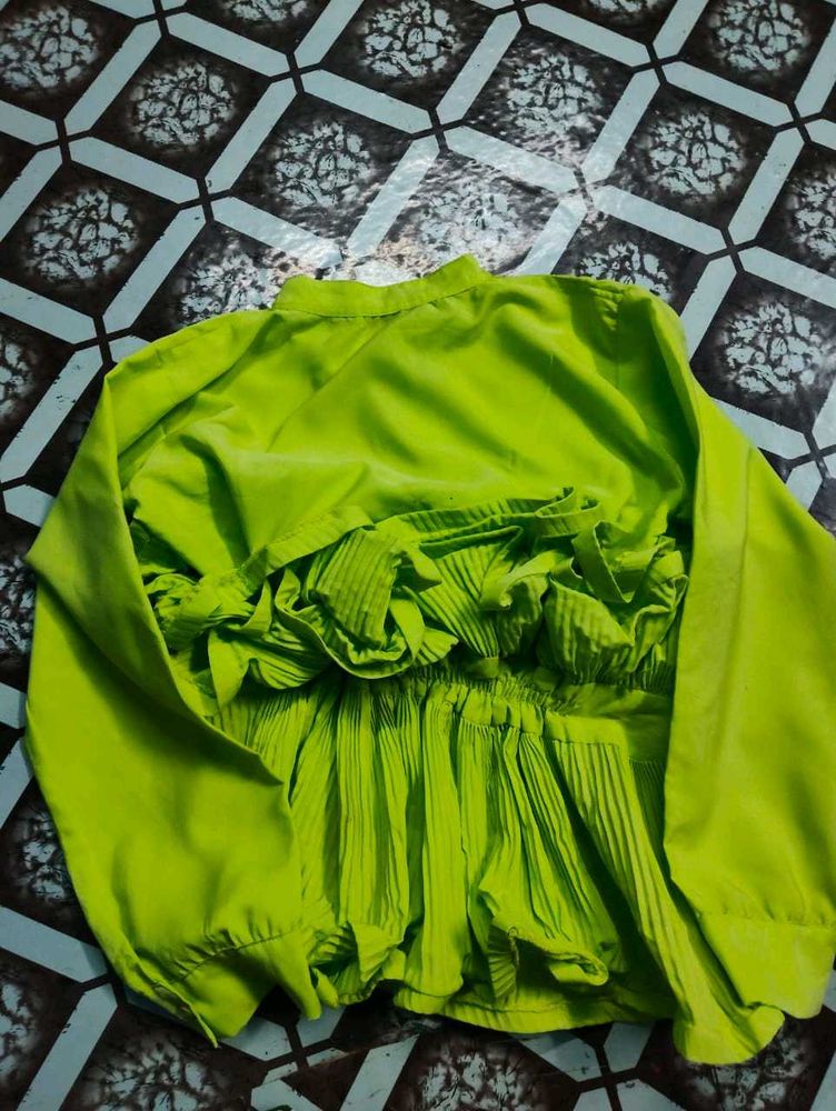 Green Pleated Top