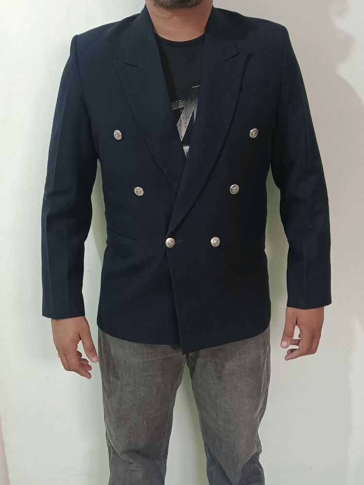NAVY BLUE DOUBLE BUTTON BLAZER