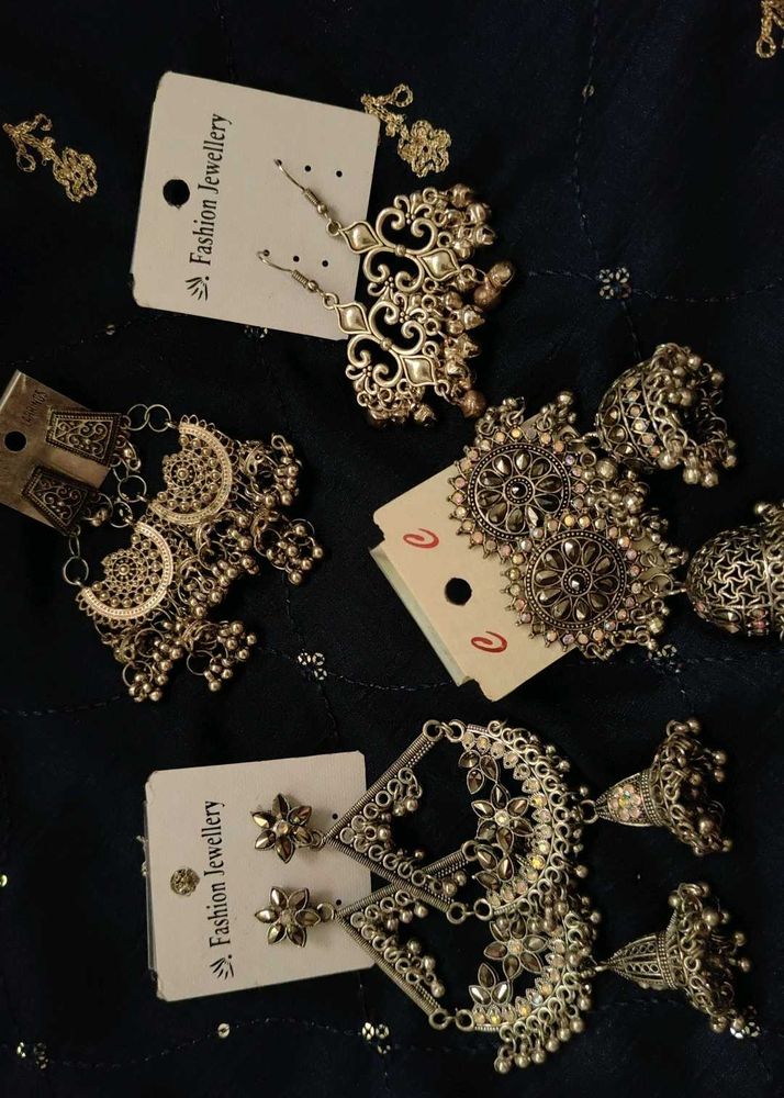 Beautiful Oxidised Jhumkas ( Pack Of 4)