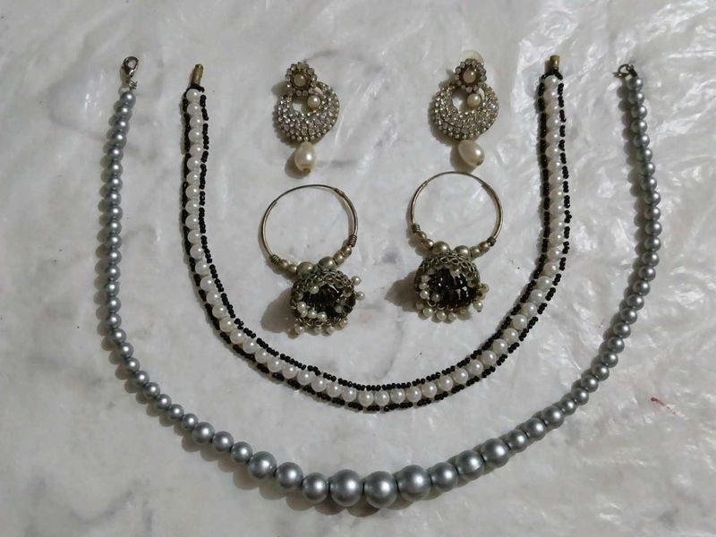 2 Pairs of Earrings and necklaces