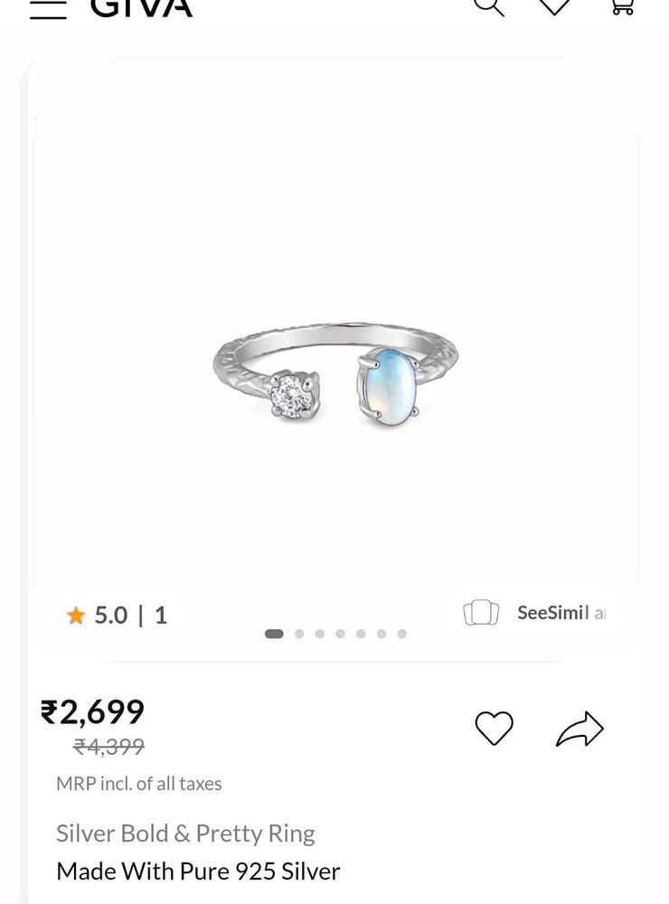 GIVA Silver Bold Ring