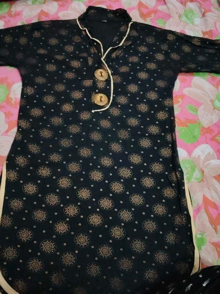 Elegant Black Printed Kurta
