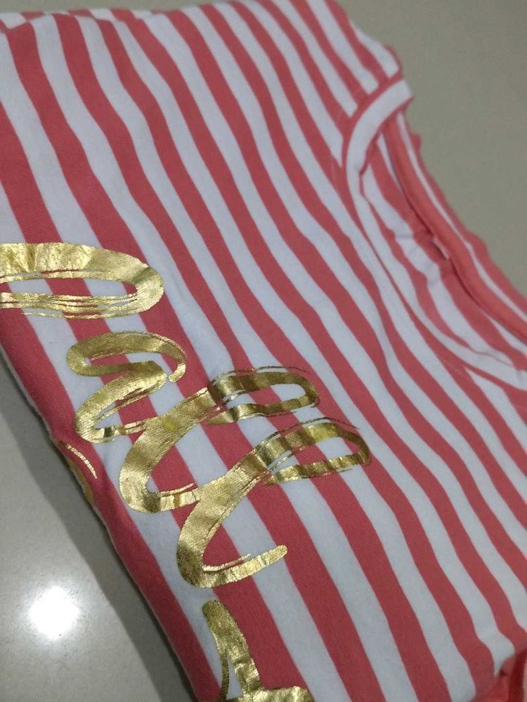 Striped Tee with Gold Detail