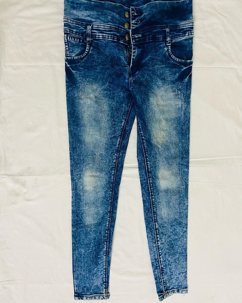 High Waist Denim Blue Jeans