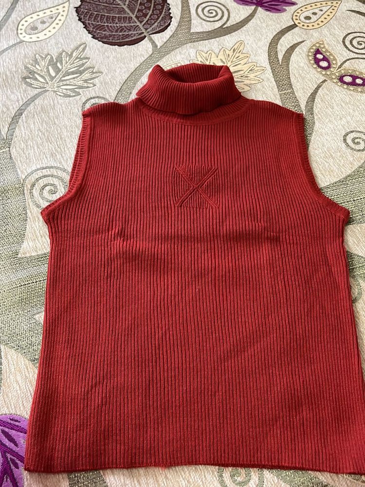 Sleeveless High neck Sweater For Women