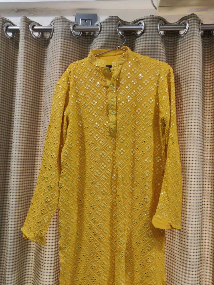 Mustard Yellow Embellished Kurta