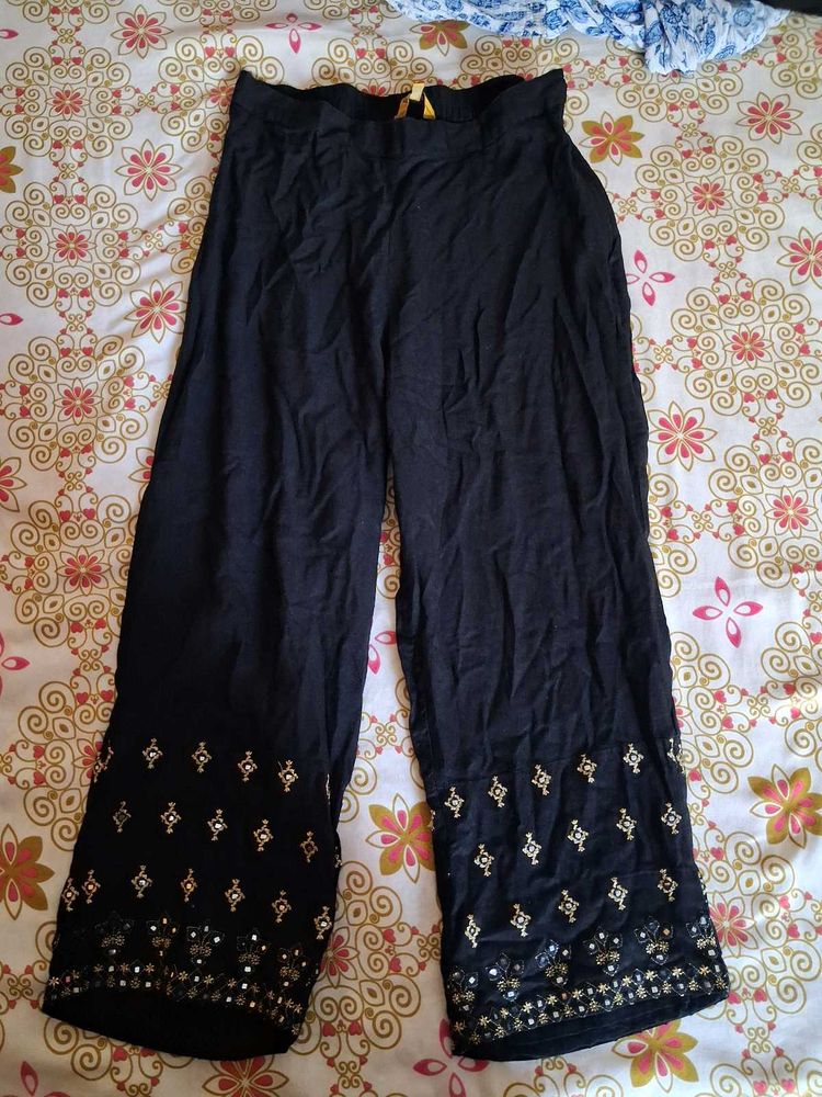 Embroidered Palazzo Pants