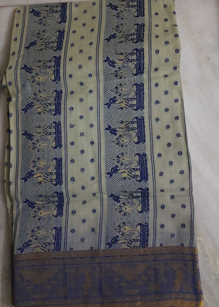 Vintage Indian Dhakai Jamdani Cotton Saree
