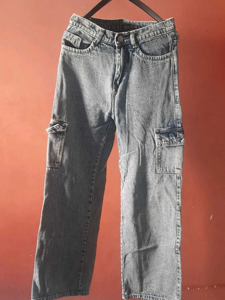 Denim Cargo Pants