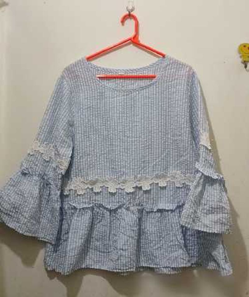 Striped Blue Blouse Length 24