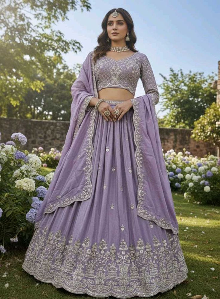 Elegant Lavender Lehenga Choli Set