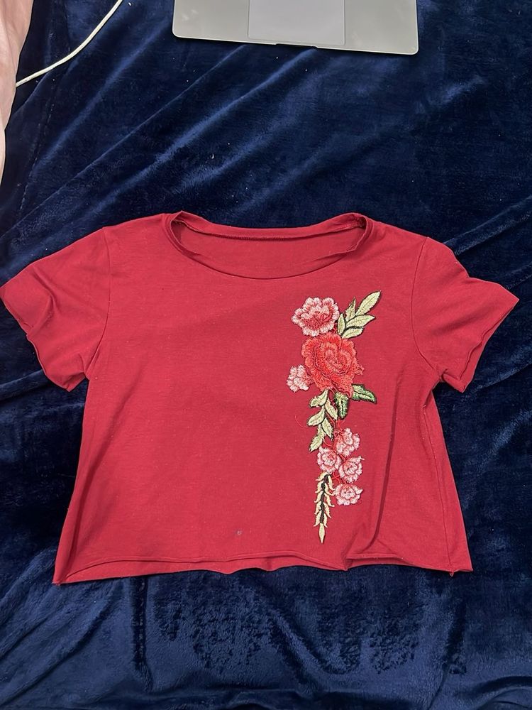 Floral Embroidered Tee