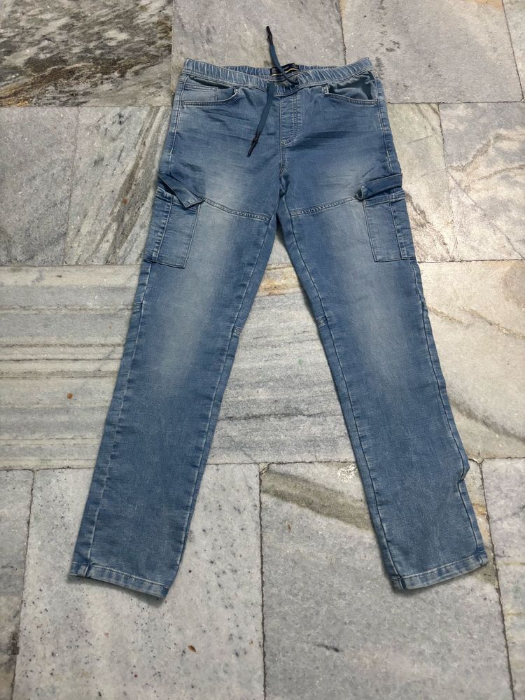 Blue Denim Cargo Pants