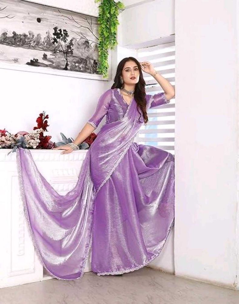 💜Jimmy Choo Copy Purple Shimmer Partywear Saree