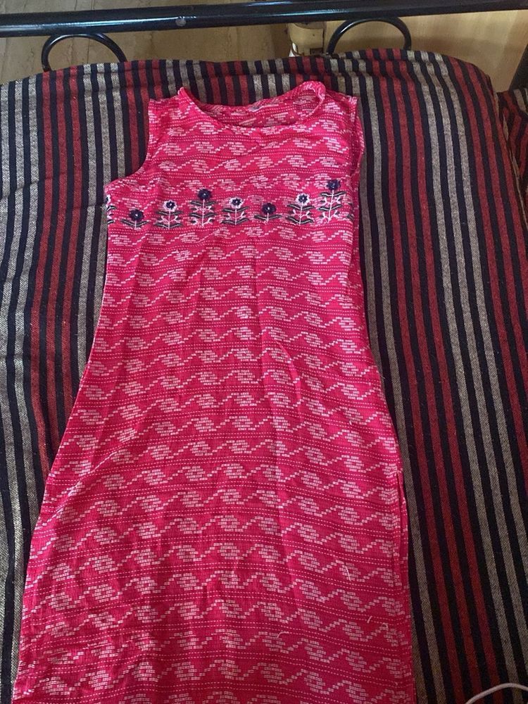 Pink Embroidered Kurta