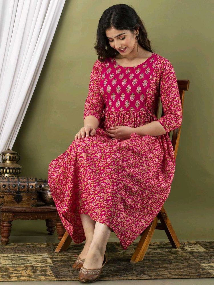 Elegant Pink Printed Kurta Dress (CP)