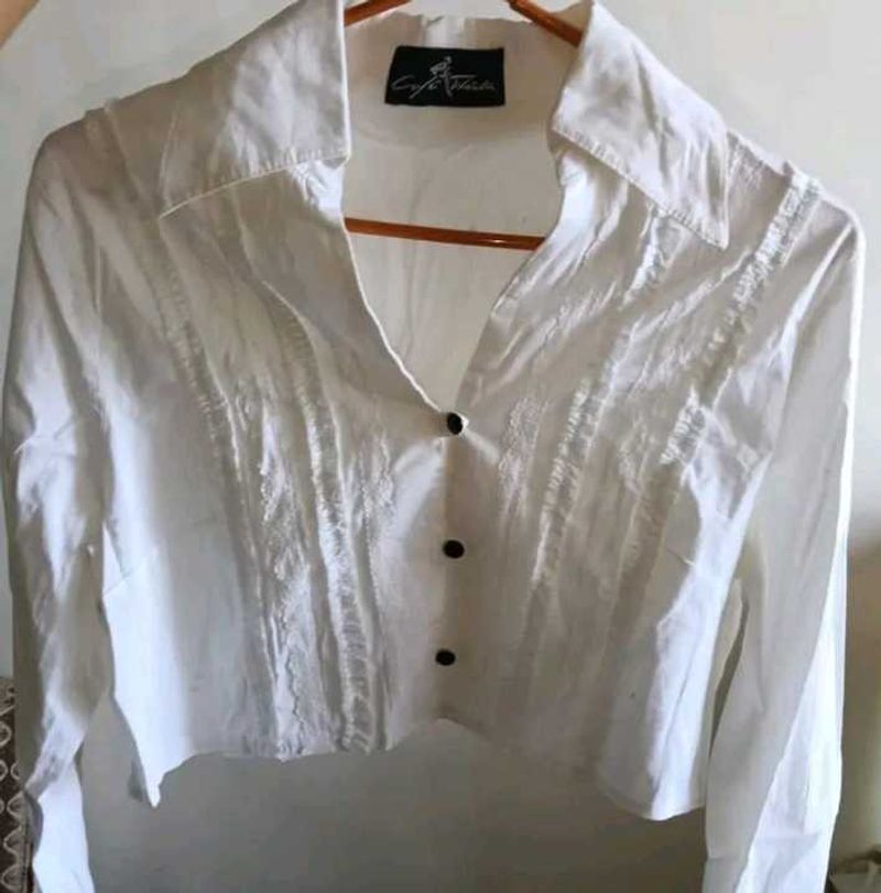 White Fitted Button-Down Shirt