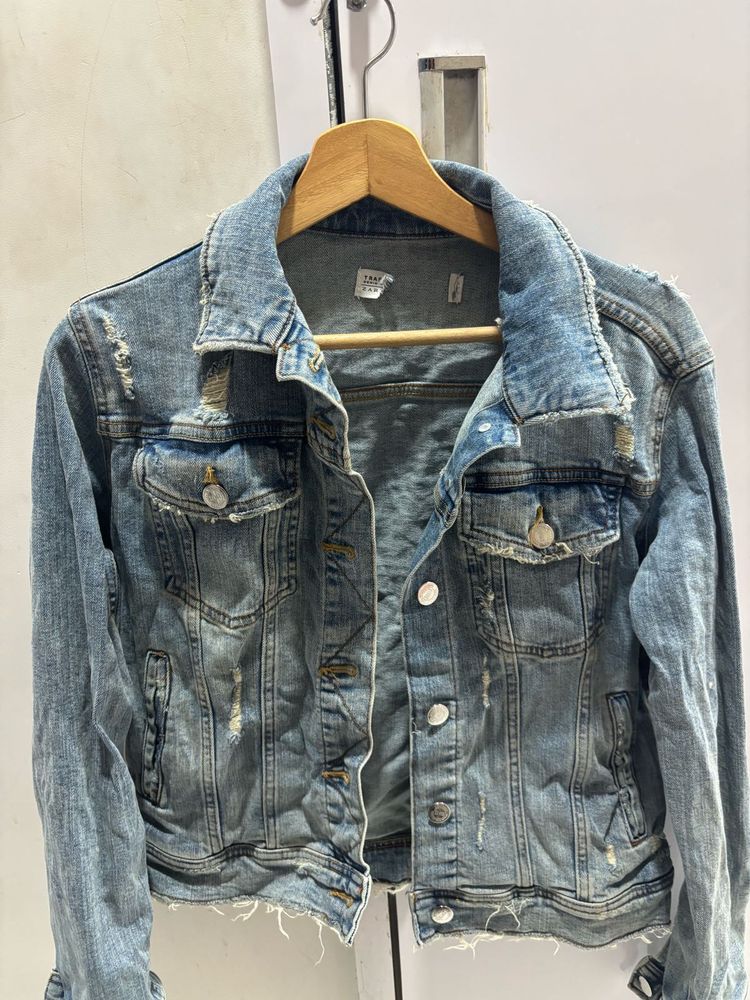 Thrifted Zara Distressed Denim Jacket